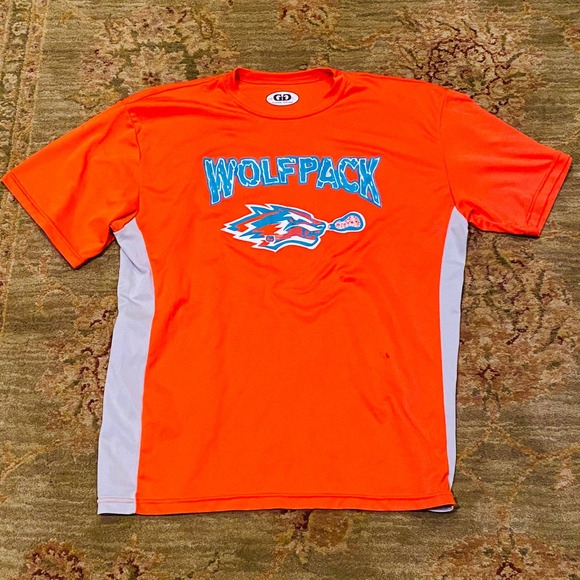 Game Gear Wolfpack Lacrosse Dri Fit Performance Orange Tee Shirt Large - Picture 1 of 4